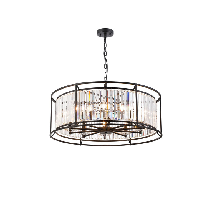 Nelson Lighting NL93059 Maccia 10 Light Pendant Satin Black Clear