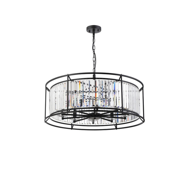 Nelson Lighting NL93059 Maccia 10 Light Pendant Satin Black Clear