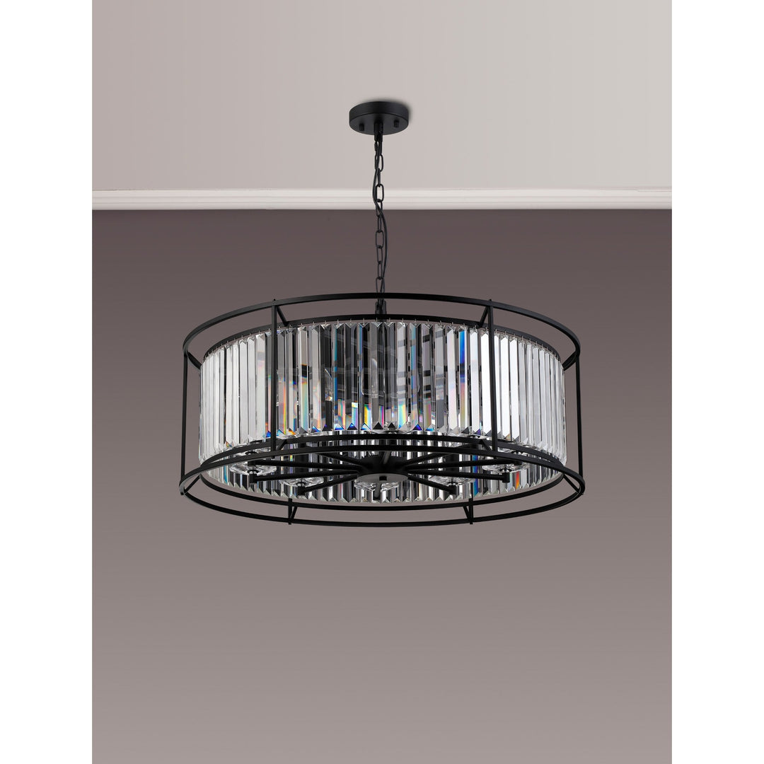 Nelson Lighting NL93059 Maccia 10 Light Pendant Satin Black Clear