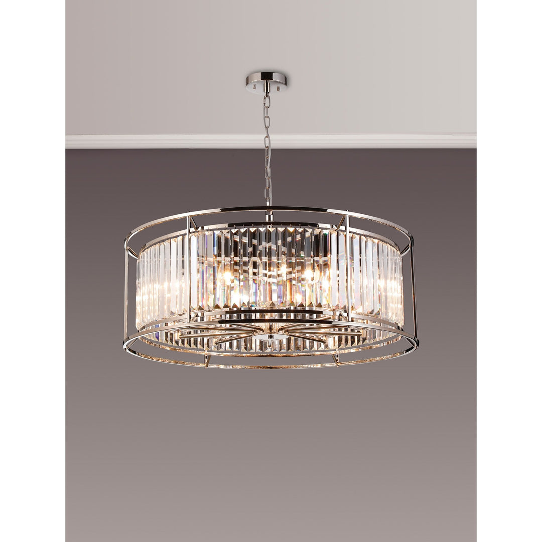 Nelson Lighting NL93069 Maccia 10 Light Pendant Polished Nickel Clear