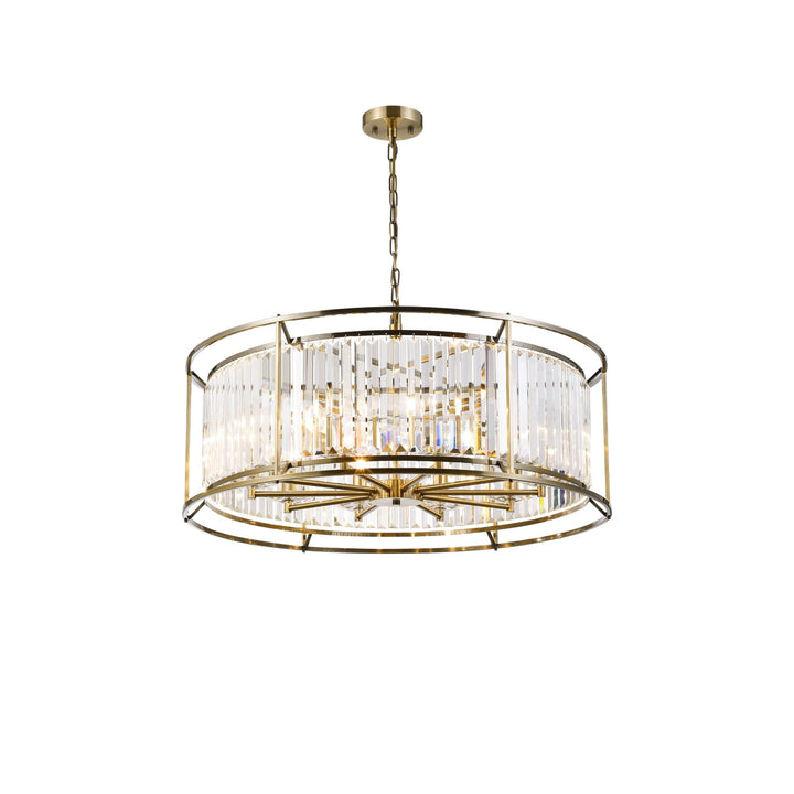 Nelson Lighting NL93079 Maccia 10 Light Pendant Antique Brass Clear