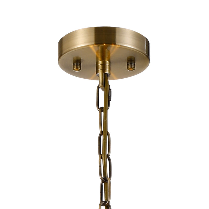 Nelson Lighting NL93079 Maccia 10 Light Pendant Antique Brass Clear