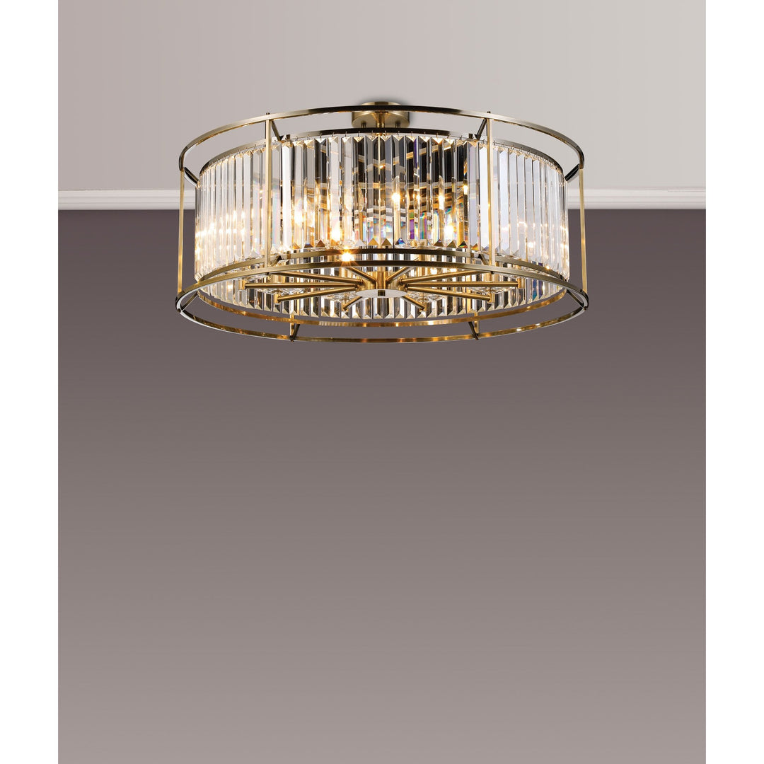 Nelson Lighting NL93079 Maccia 10 Light Pendant Antique Brass Clear