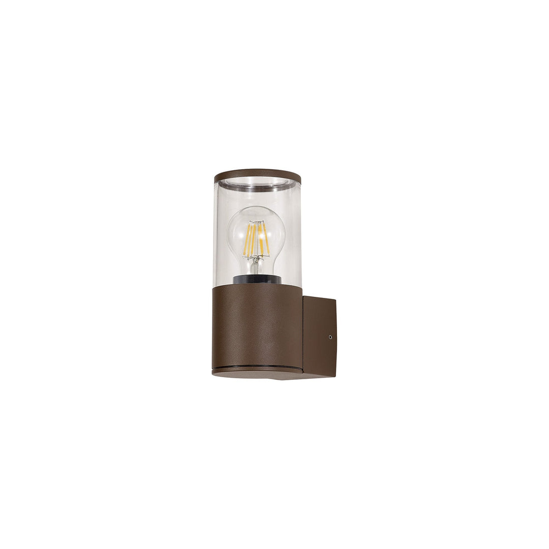 Nelson Lighting NL7074/CL9 Marc 1 Light Outdoor Wall Light Matt Brown Clear