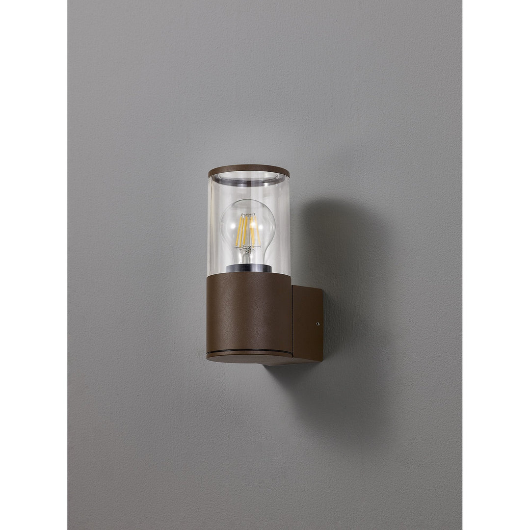 Nelson Lighting NL7074/CL9 Marc 1 Light Outdoor Wall Light Matt Brown Clear