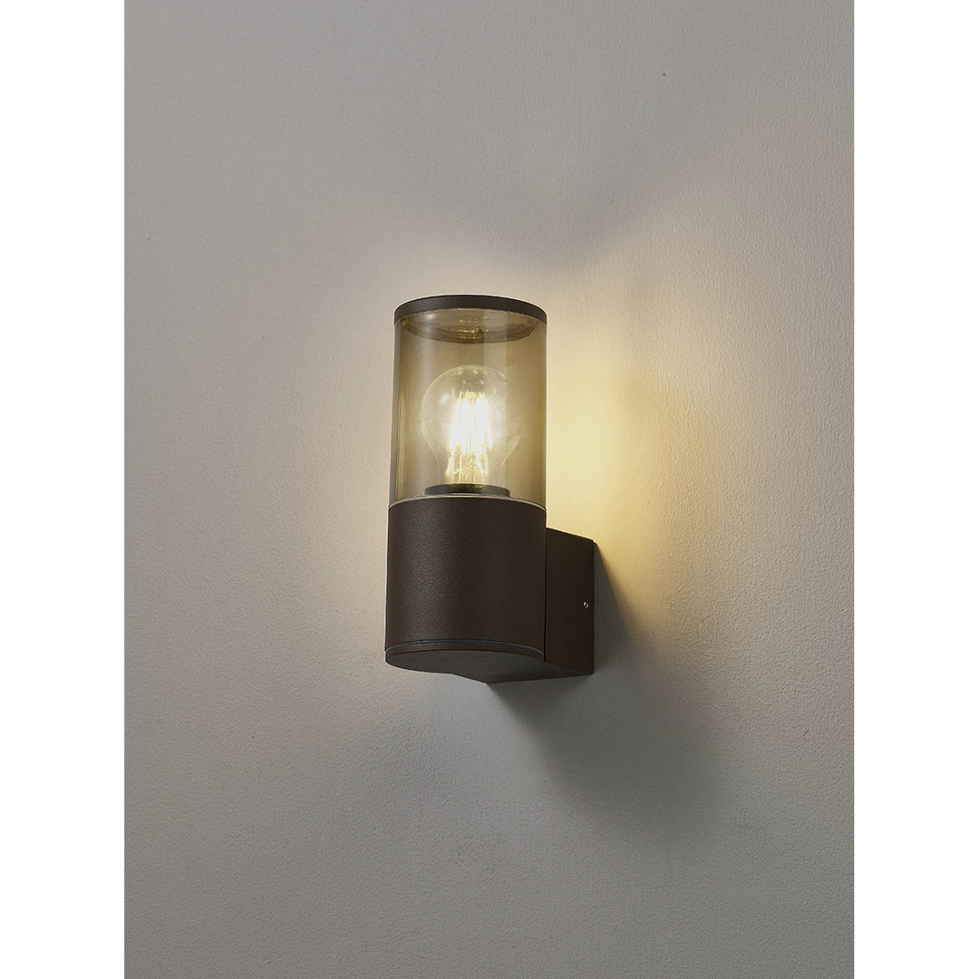 Nelson Lighting NL7074/SM9 Marc 1 Light Outdoor Wall Light Matt Brown Smoked