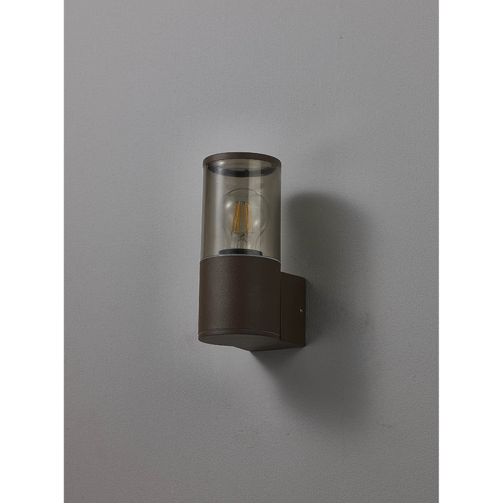 Nelson Lighting NL7074/SM9 Marc 1 Light Outdoor Wall Light Matt Brown Smoked