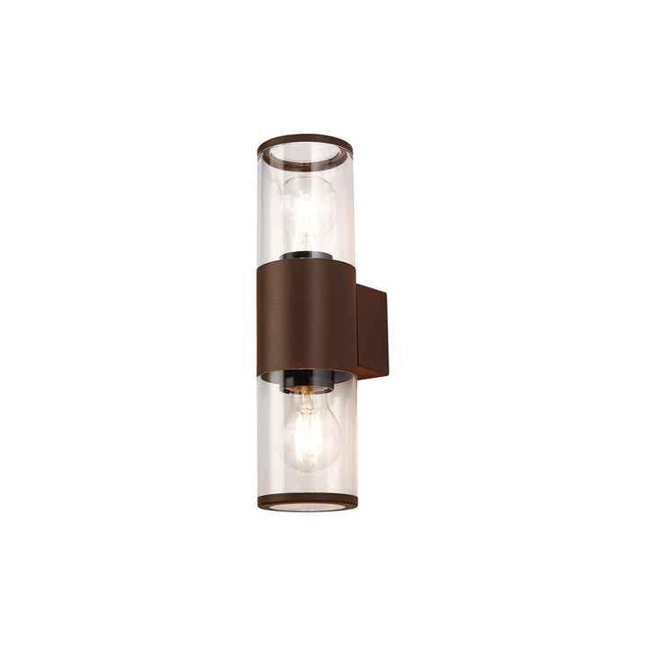 Nelson Lighting NL7075/CL9 Marc 2 Light Outdoor Wall Light Matt Brown Clear