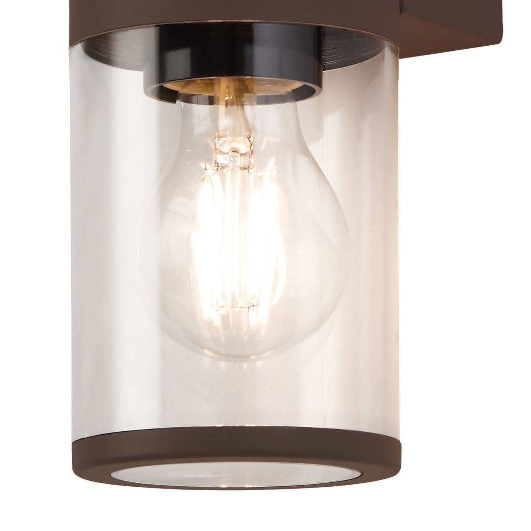 Nelson Lighting NL7075/CL9 Marc 2 Light Outdoor Wall Light Matt Brown Clear