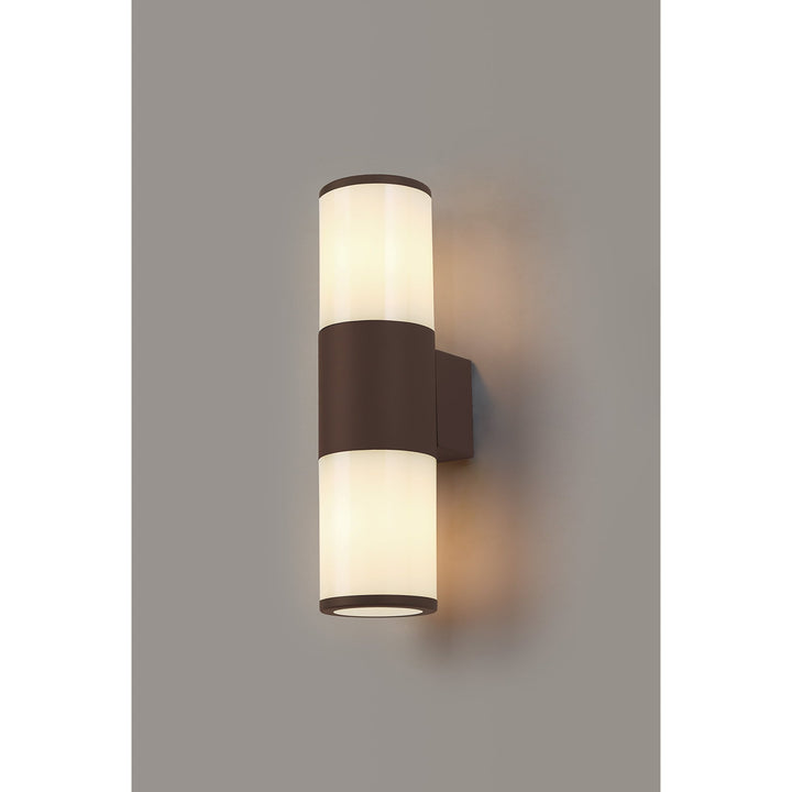 Nelson Lighting NL7075/OP9 Marc 2 Light Outdoor Wall Light Matt Brown Opal