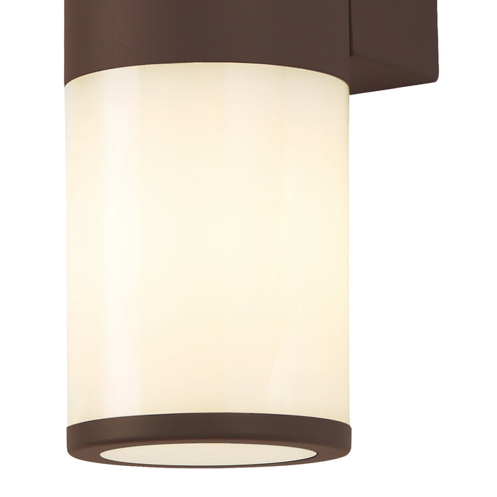 Nelson Lighting NL7075/OP9 Marc 2 Light Outdoor Wall Light Matt Brown Opal