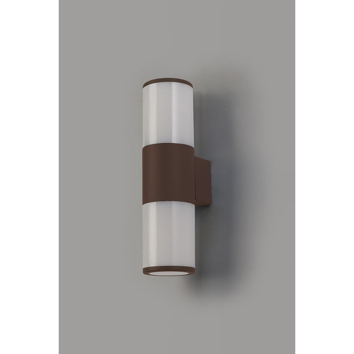 Nelson Lighting NL7075/OP9 Marc 2 Light Outdoor Wall Light Matt Brown Opal