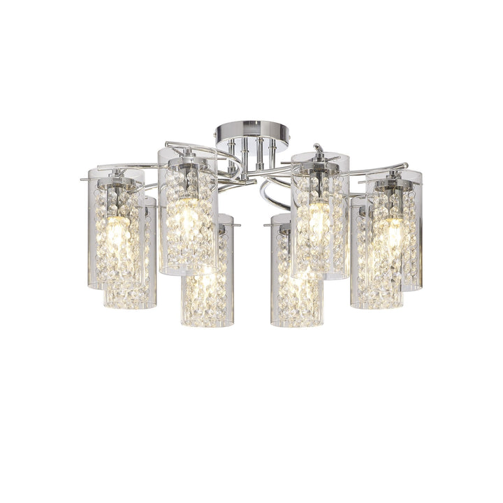 Nelson Lighting NL90989 Minnie 8 Light Ceiling Light Polished Chrome Crystal