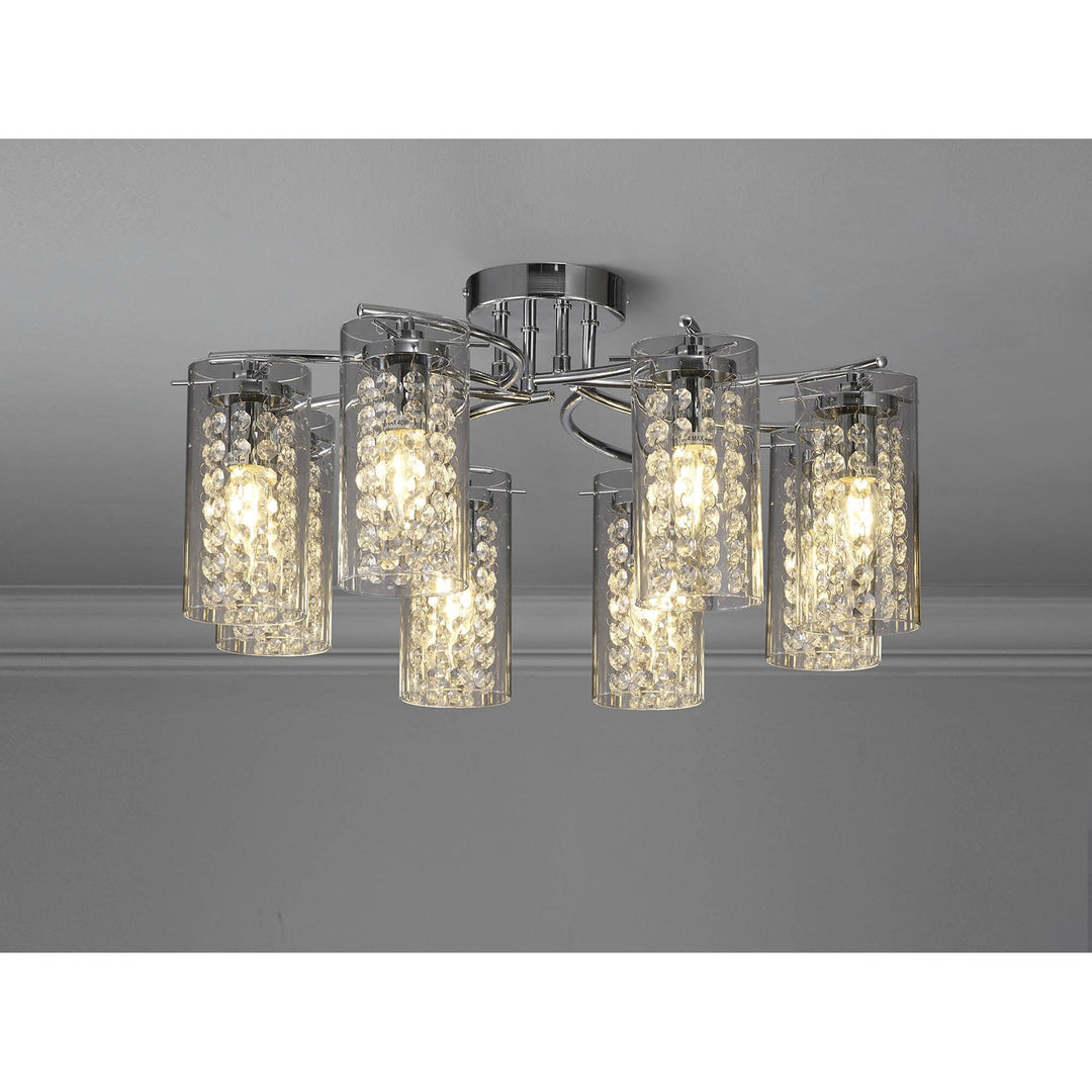 Nelson Lighting NL90989 Minnie 8 Light Ceiling Light Polished Chrome Crystal