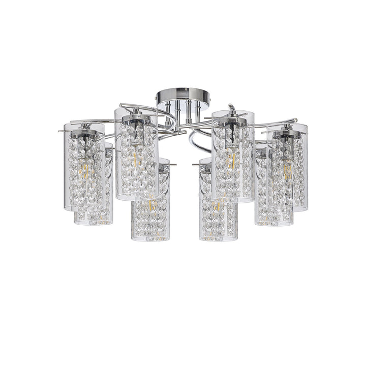 Nelson Lighting NL90989 Minnie 8 Light Ceiling Light Polished Chrome Crystal