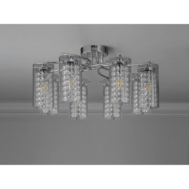 Nelson Lighting NL90989 Minnie 8 Light Ceiling Light Polished Chrome Crystal