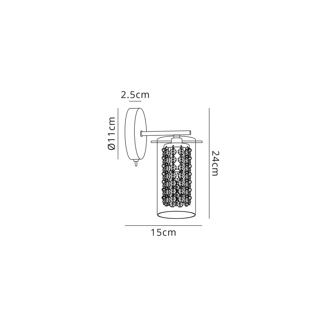 Nelson Lighting NL90999 Minnie 1 Light Wall Light Polished Chrome Crystal