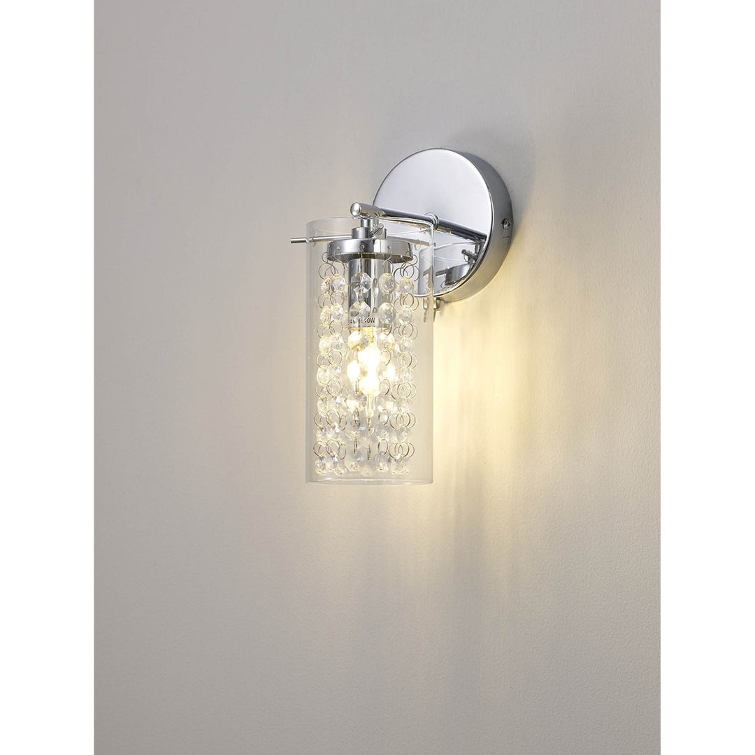 Nelson Lighting NL90999 Minnie 1 Light Wall Light Polished Chrome Crystal