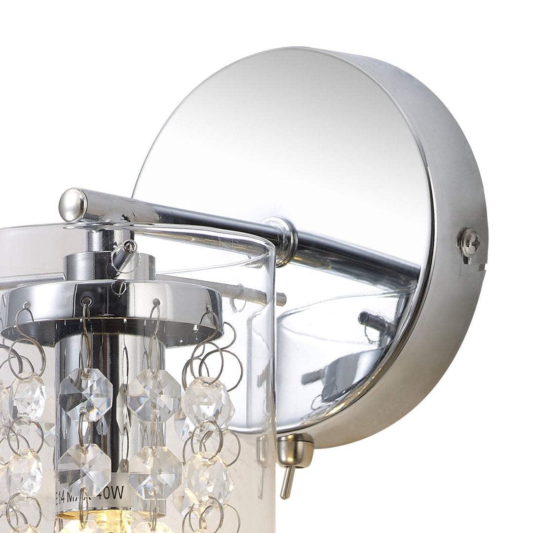 Nelson Lighting NL90999 Minnie 1 Light Wall Light Polished Chrome Crystal