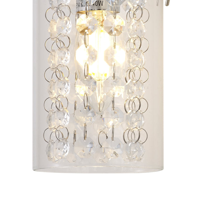 Nelson Lighting NL90999 Minnie 1 Light Wall Light Polished Chrome Crystal