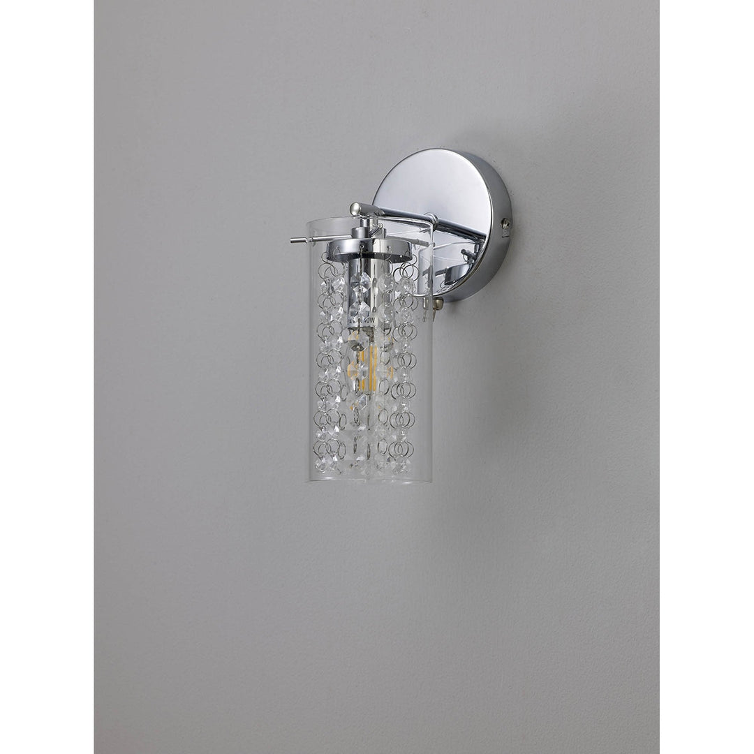 Nelson Lighting NL90999 Minnie 1 Light Wall Light Polished Chrome Crystal