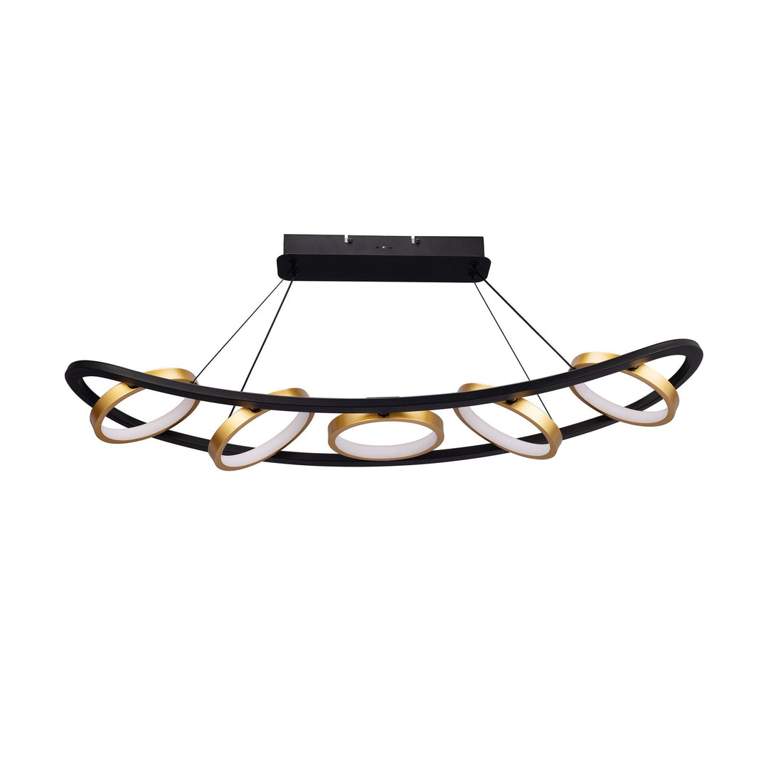 Nelson Lighting NL74519 Naegel 5 LED Linear Pendant Satin Black Gold