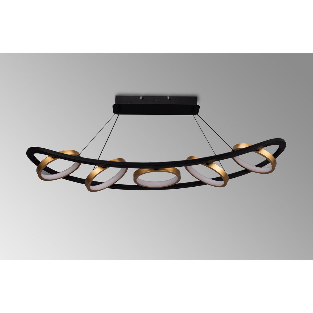 Nelson Lighting NL74519 Naegel 5 LED Linear Pendant Satin Black Gold