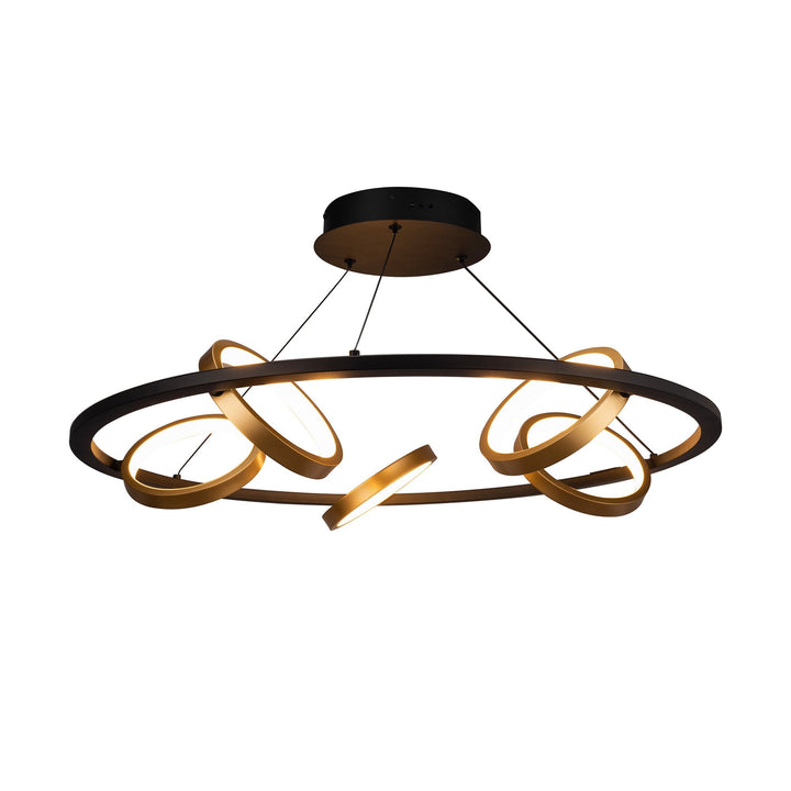 Nelson Lighting NL74529 Naegel 5 LED Round Pendant Satin Black Gold