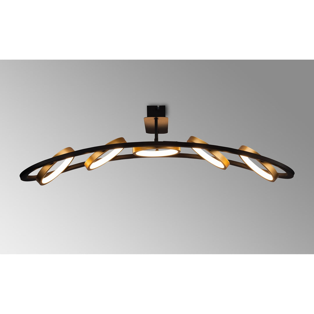 Nelson Lighting NL74539 Naegel 5 LED Ceiling Light Satin Black Gold