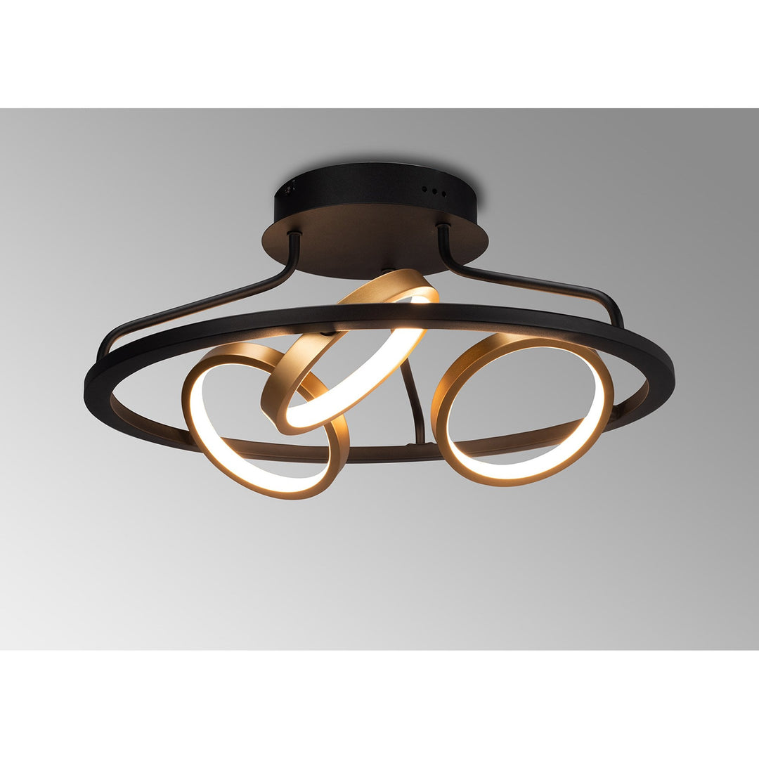 Nelson Lighting NL74549 Naegel 3 LED Ceiling Light Satin Black Gold