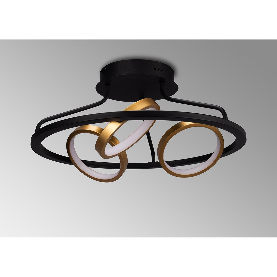 Nelson Lighting NL74549 Naegel 3 LED Ceiling Light Satin Black Gold