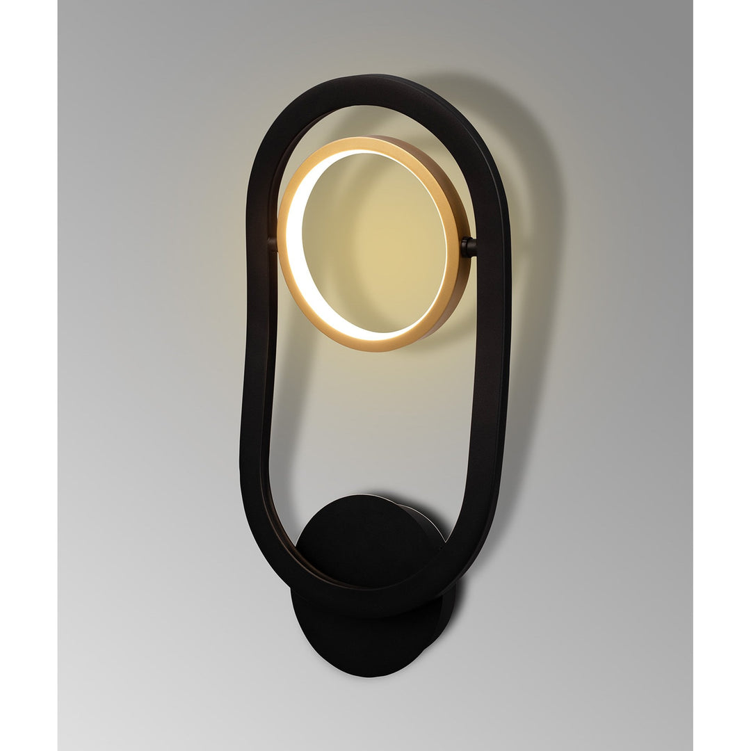 Nelson Lighting NL74559 Naegel 1 LED Wall Light Satin Black Gold