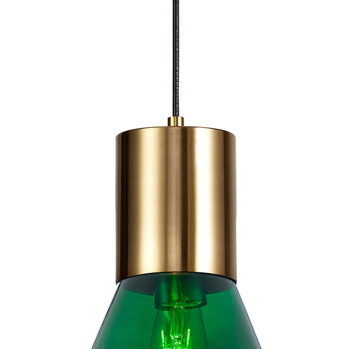 Nelson Lighting NLK09259 Olivia 1 Light Narrow Pendant Ancient Brass Green