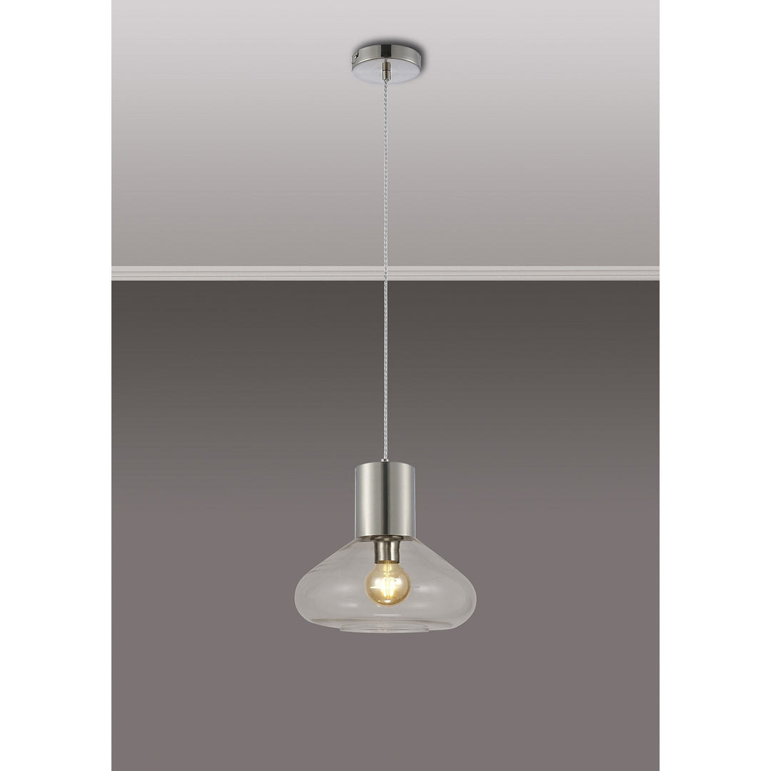 Nelson Lighting NLK09569 Olivia 1 Light Wide Pendant Satin Nickel