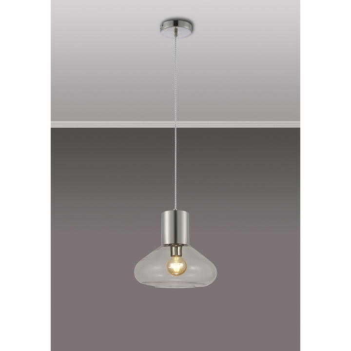 Nelson Lighting NLK09569 Olivia 1 Light Wide Pendant Satin Nickel