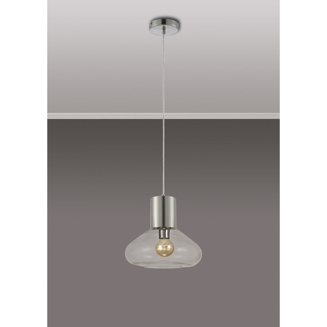 Nelson Lighting NLK09569 Olivia 1 Light Wide Pendant Satin Nickel