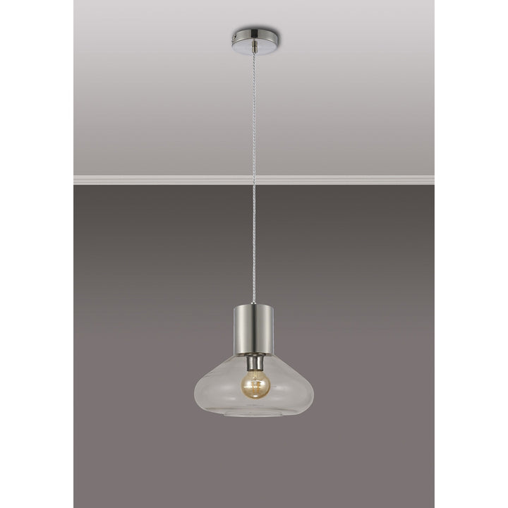 Nelson Lighting NLK09569 Olivia 1 Light Wide Pendant Satin Nickel