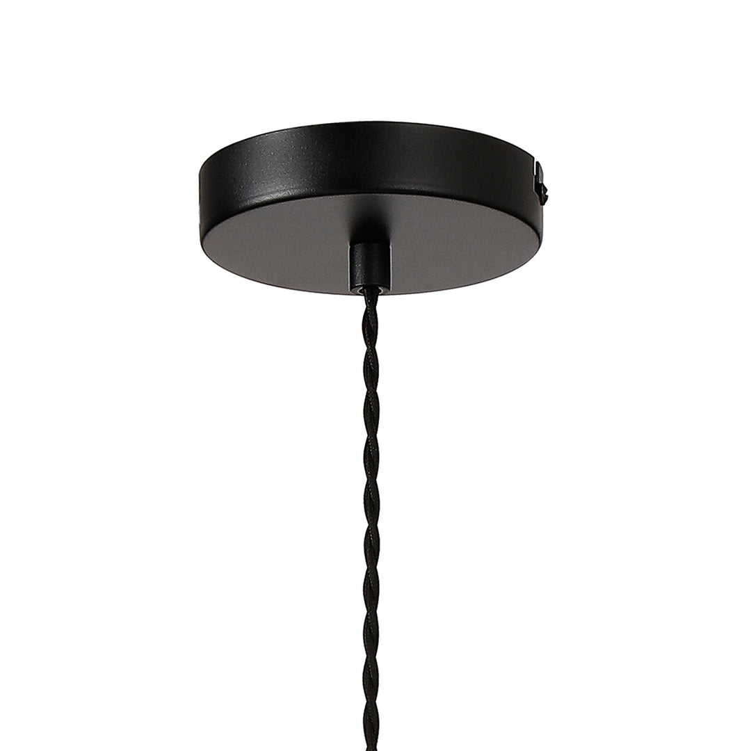 Nelson Lighting NLK09649 Olivia 1 Light Narrow Pendant Satin Black Amber