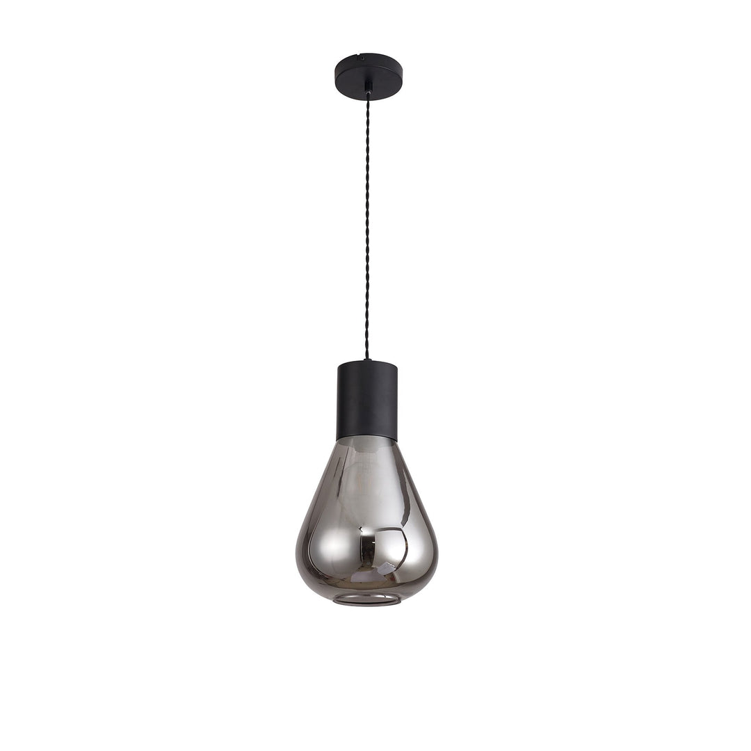 Nelson Lighting NLK09729 Olivia 1 Light Narrow Pendant Satin Black Smoke