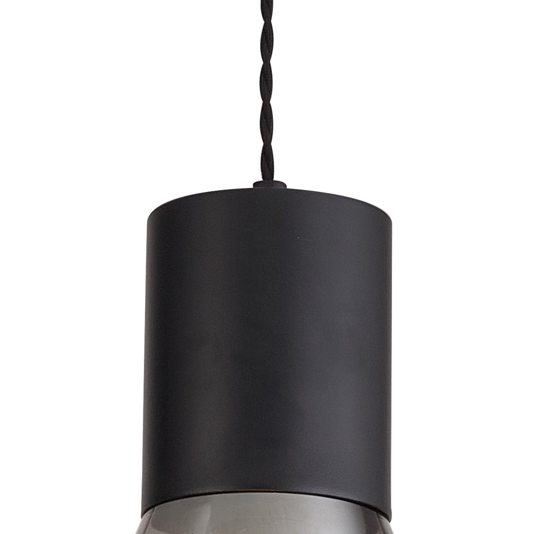 Nelson Lighting NLK09729 Olivia 1 Light Narrow Pendant Satin Black Smoke