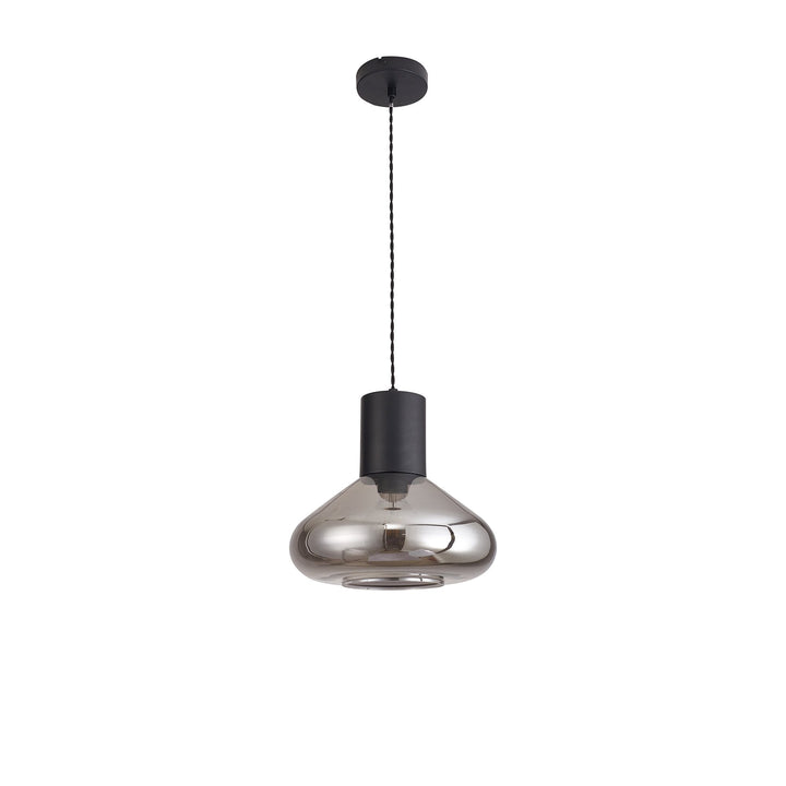 Nelson Lighting NLK09839 Olivia 1 Light Wide Pendant Satin Black Smoke