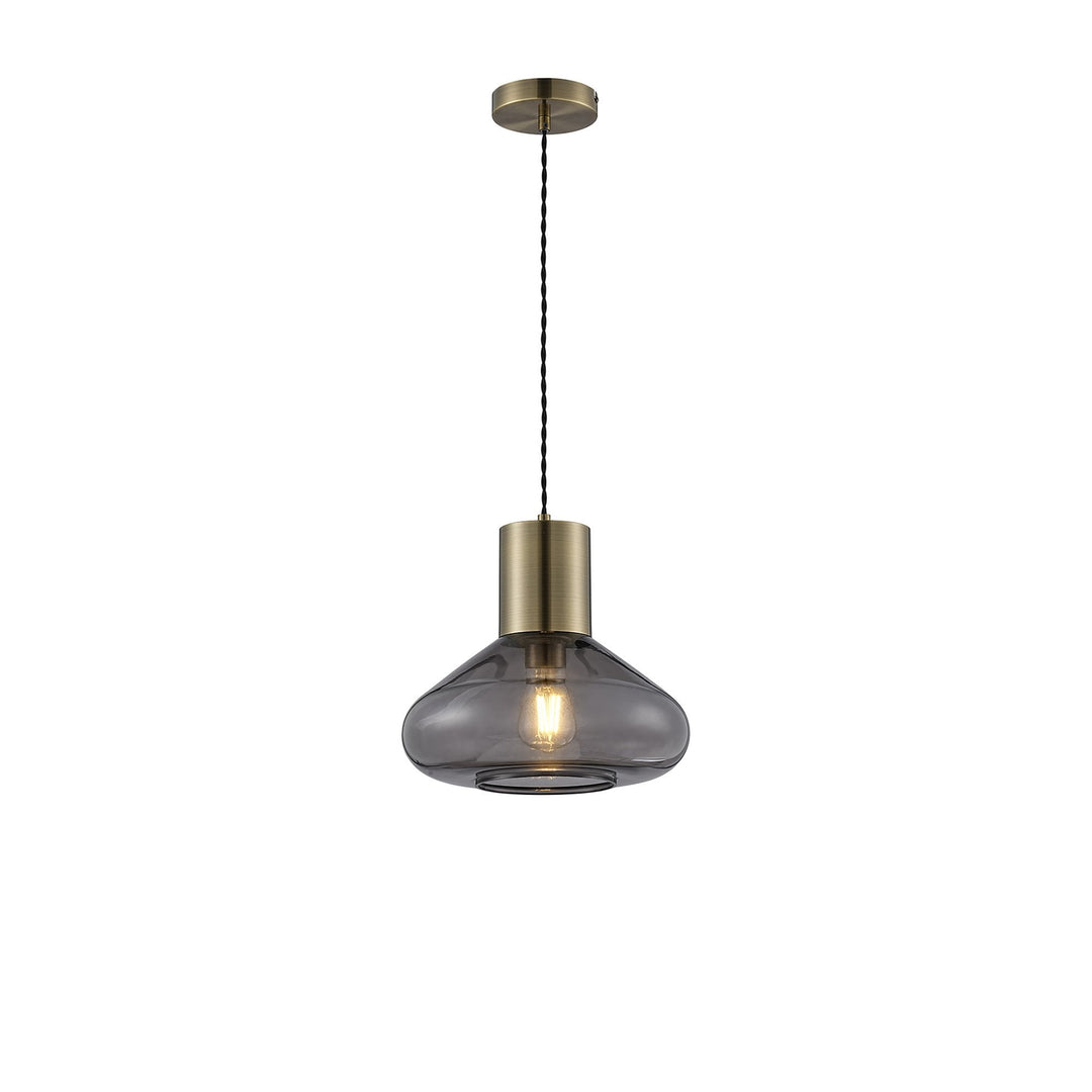 Nelson Lighting NLK10019 Olivia 1 Light Wide Pendant Antique Brass Black