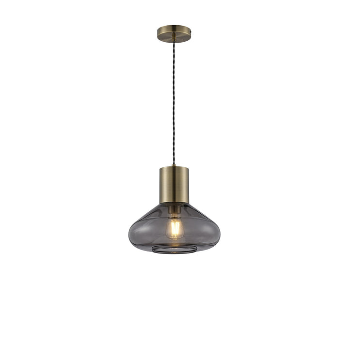 Nelson Lighting NLK10019 Olivia 1 Light Wide Pendant Antique Brass Black