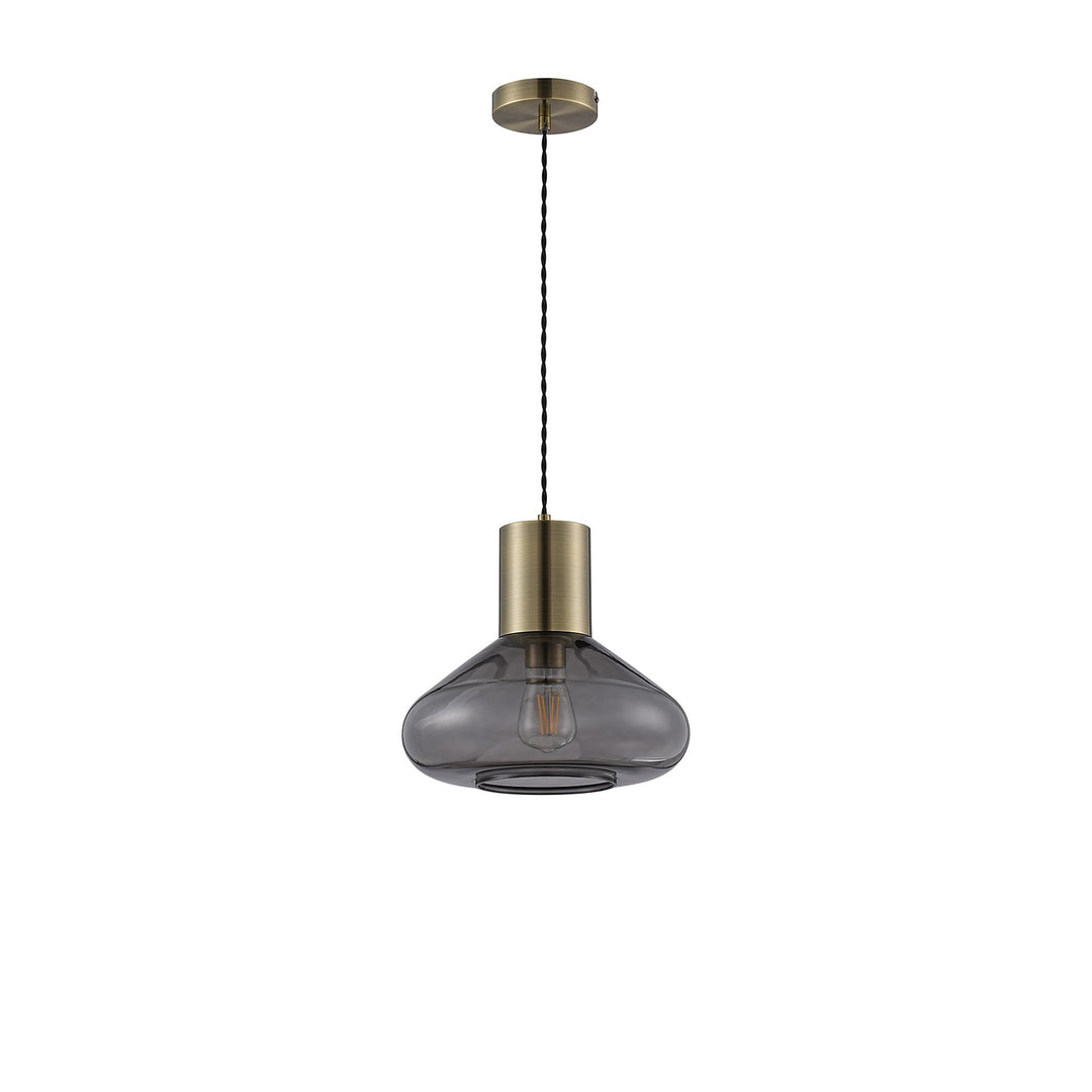 Nelson Lighting NLK10019 Olivia 1 Light Wide Pendant Antique Brass Black