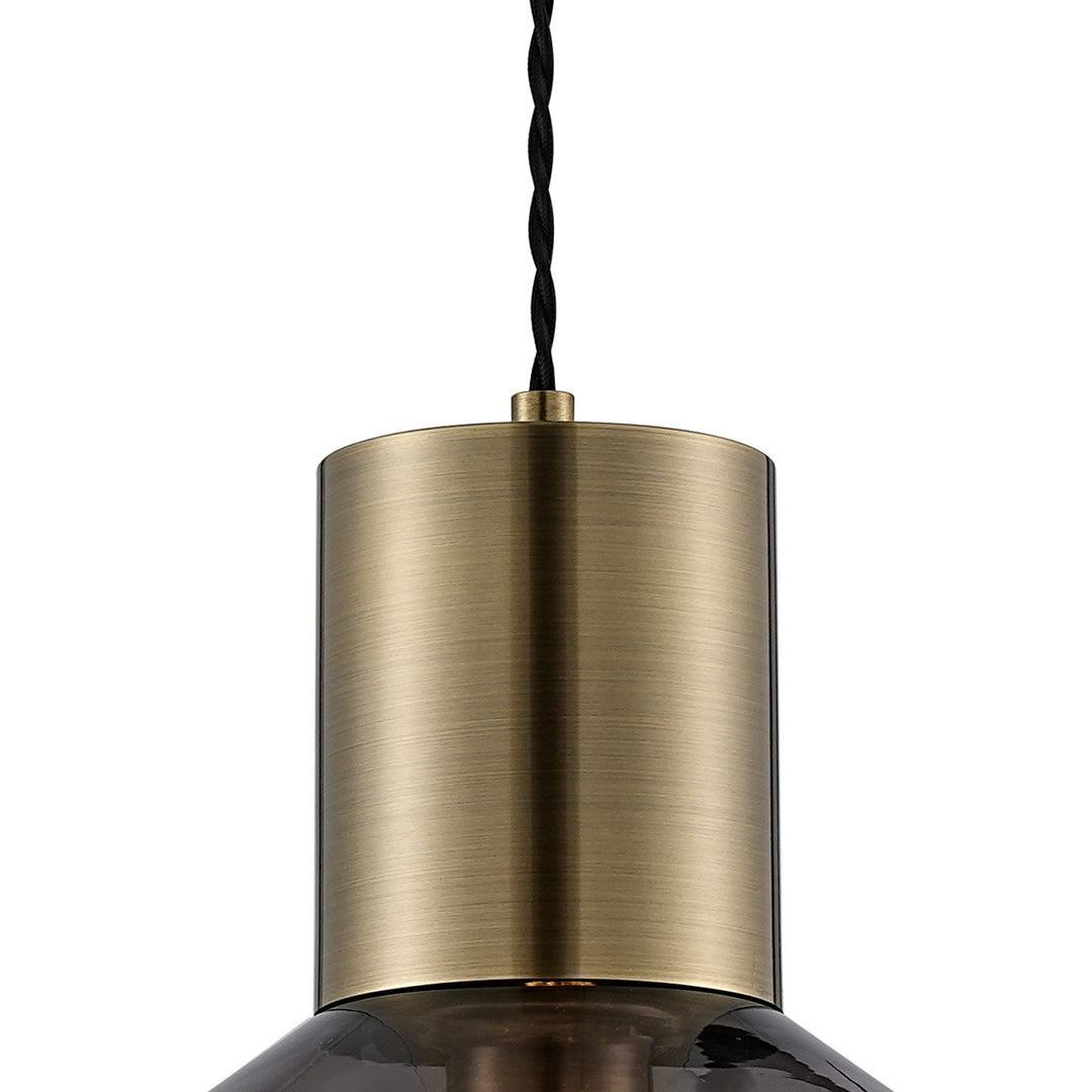 Nelson Lighting NLK10019 Olivia 1 Light Wide Pendant Antique Brass Black