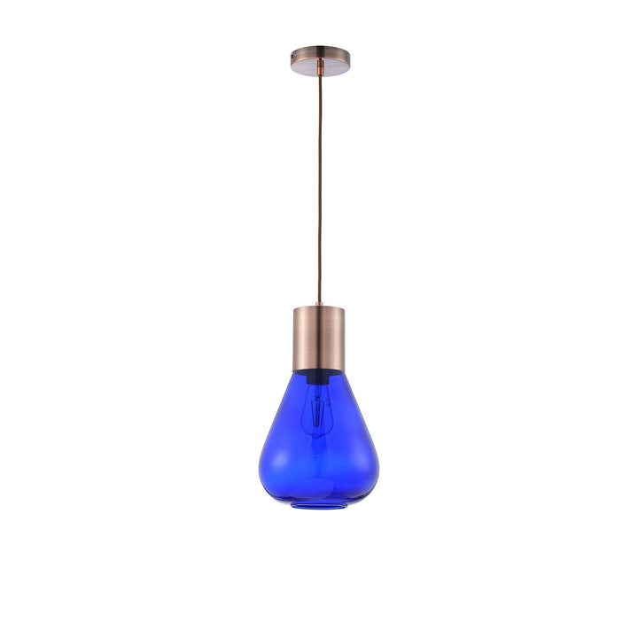 Nelson Lighting NLK10119 Olivia 1 Light Narrow Pendant Antique Copper Blue