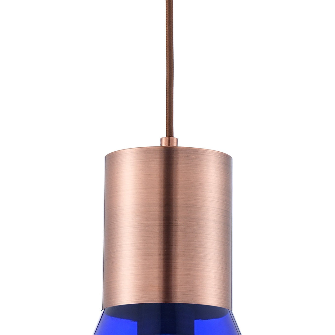 Nelson Lighting NLK10119 Olivia 1 Light Narrow Pendant Antique Copper Blue