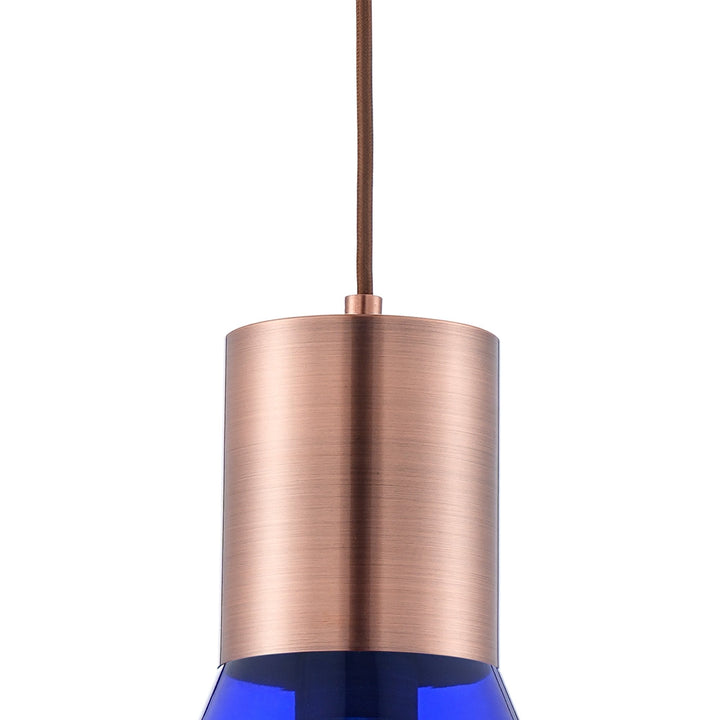 Nelson Lighting NLK10119 Olivia 1 Light Narrow Pendant Antique Copper Blue