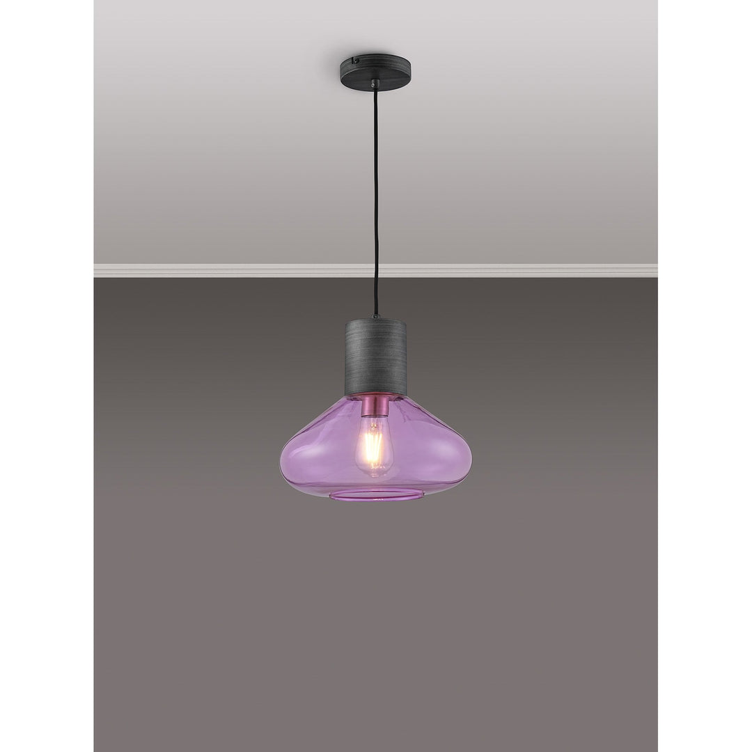 Nelson Lighting NLK10469 Olivia 1 Light Wide Pendant Pewter Lilac