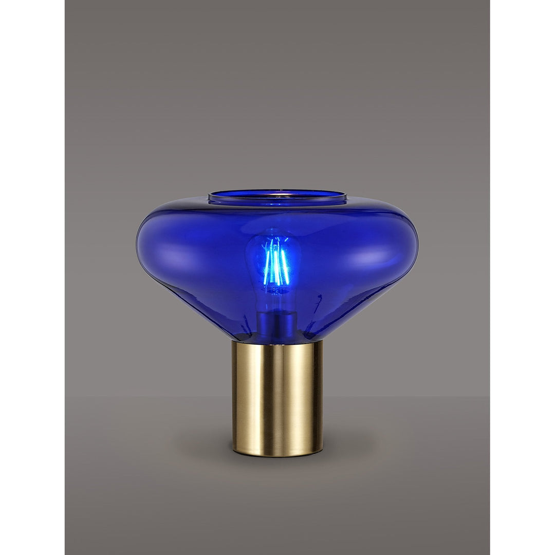 Nelson Lighting NLK10649 Olivia 1 Light Table Lamp Ancient Brass Blue